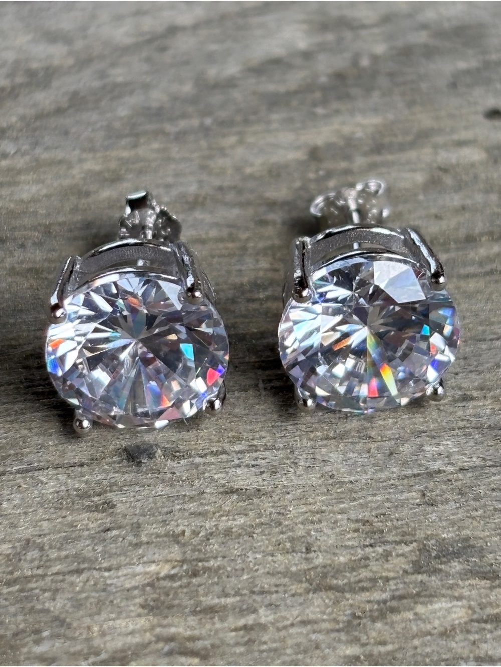 Classic Round Cubic Zirconia Stud Earrings in Sterling Silver